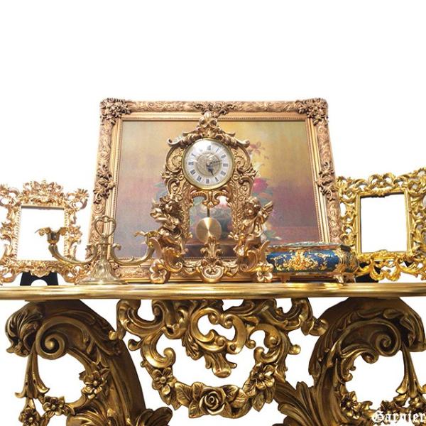 アンティーク調コンソールテーブルリーフ装飾ゴールドバロック調ロココ