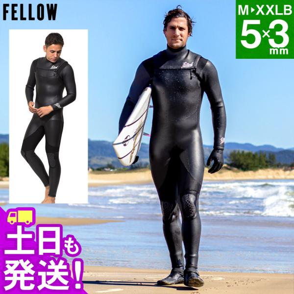 フェロー セミドライ MLB 5mm 3mm メンズ ノンジップ ブラック FELLOW