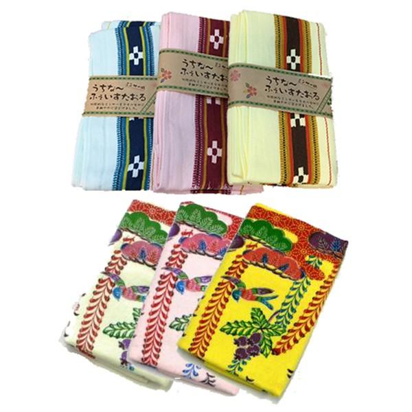 沖縄 お土産 うちなーふぇいすたおるミンサー柄紅型柄セット タオル 沖縄 石垣 限定 ミンサー 織り タオル 手拭い
