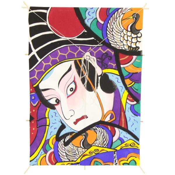 インテリア 手描き和凧 角小凧 約縦47×横33cm ワ-7ト 歌舞伎絵