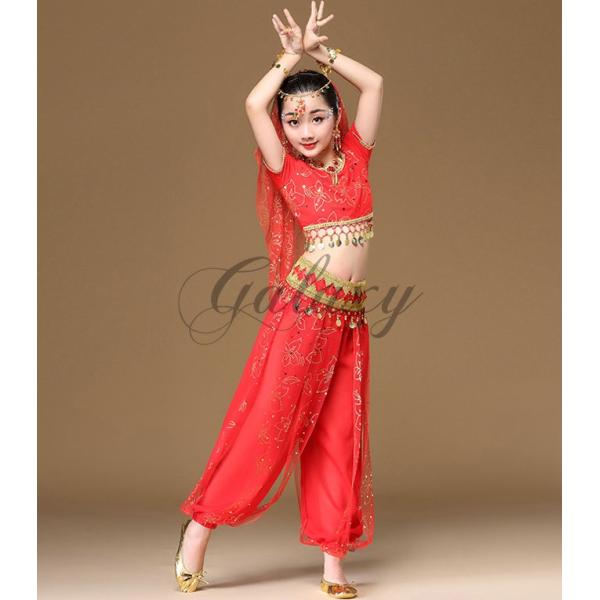 ベリーダンス衣装 インドダンス キッズ 子供 3色 セット S-XLサイズ 