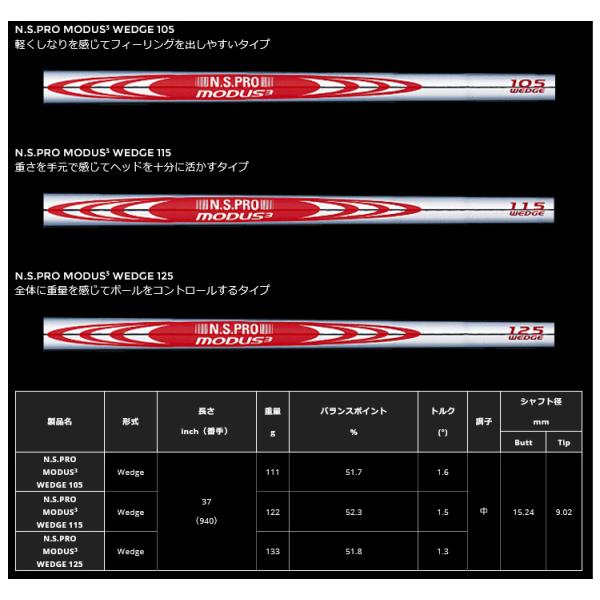 ウェッジ用　シャフト2本(NSプロモーダス3 WEDGE125)Sシャフト N.S.PRO MODUS(3) WEDGE｜N.S.PRO STEEL SHAFT｜製品情報｜日本