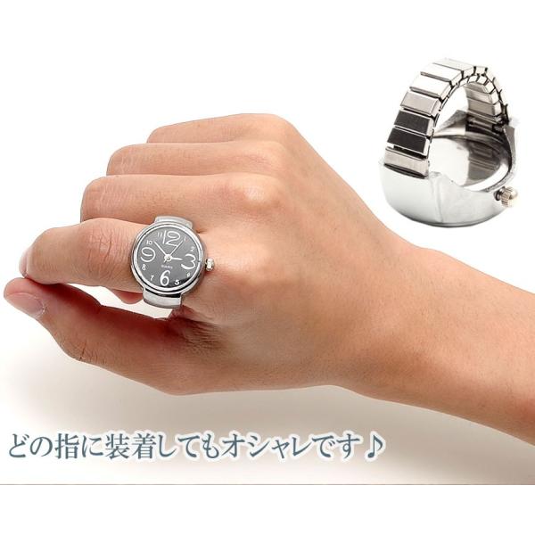 リングウォッチ シンプル 時計 指輪 メンズ レディース 青 フリー サイズ