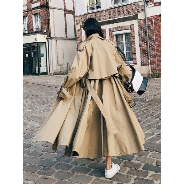 オーラリー　ロングフードコート トレンチコート レディース フレアトレンチコート オーバー
