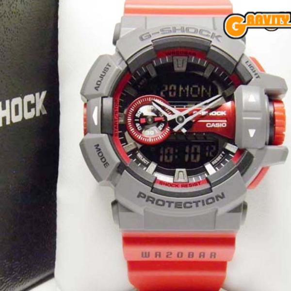 GA-400-4BJF ロータリースイッチモデル グレー×レッドカラー CASIO