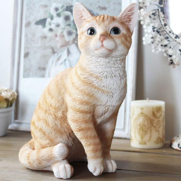 ガーデンオーナメント 茶トラねこ ネコ置物 猫 オブジェ 玄関 庭 飾り