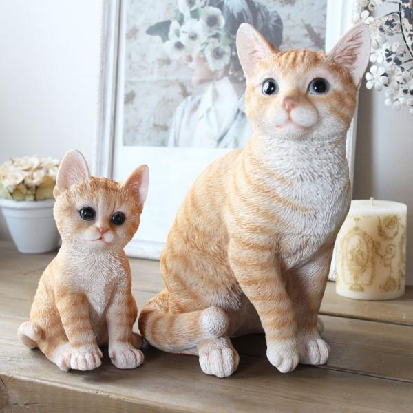 ガーデンオーナメント 茶トラねこ ネコ置物 猫 オブジェ 玄関 庭 飾り
