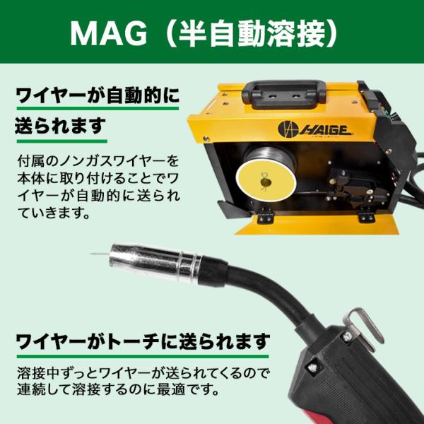 公式】半自動溶接機100V 小型ノンガス50Hz/60Hz HG-MAGMMA-100A