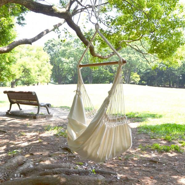 チェアハンモック ハンモックチェア 白系「オフホワイト・マクラメ編み