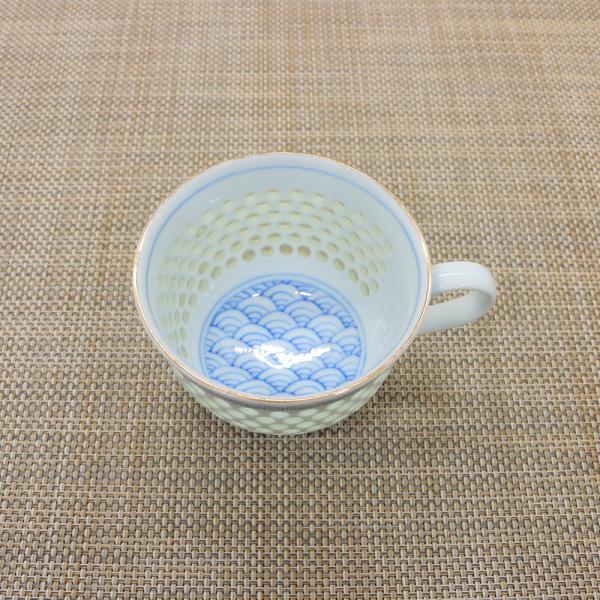 ティーカップ 有田焼 波佐見焼 丹心窯 水晶青海波コーヒーカップ
