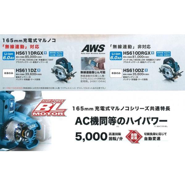 makita マキタ18V 165mm充電式丸のこ（マルノコ）HS610DZ 本体のみ