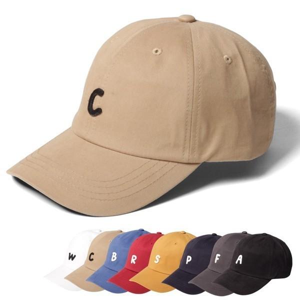 イニシャルワッペン コットンカラーCAP 全8色 カラーキャップ ワン