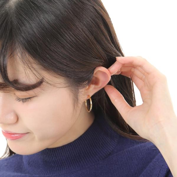 18金 フープピアス 2mm×25mm ゴールド レディース メンズ 両耳 リング