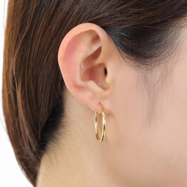 18金 フープピアス 2mm×25mm ゴールド レディース メンズ 両耳 リング