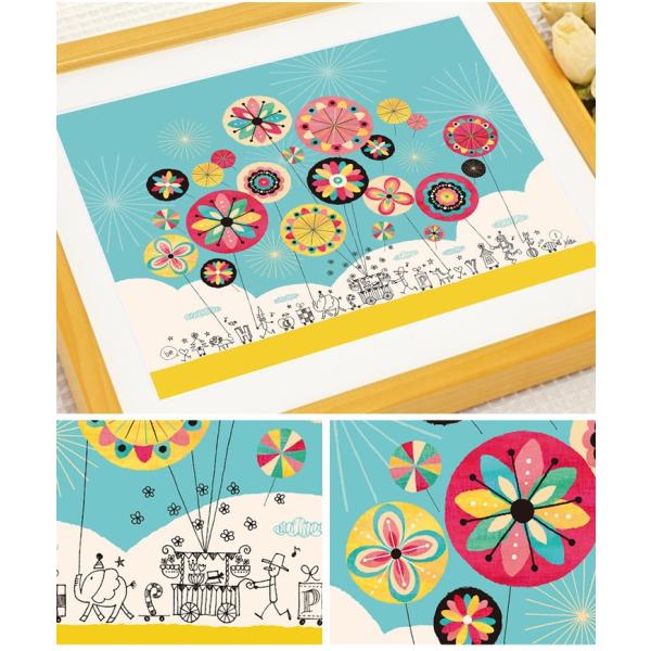 絵画 インテリア 絵 (幸せのパレード 黄色/Mサイズ) おしゃれ 額入り