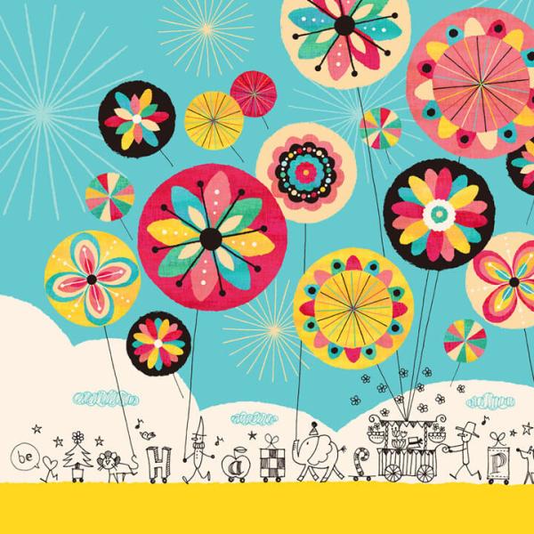 絵画 インテリア 絵 (幸せのパレード 黄色/Mサイズ) おしゃれ 額入り