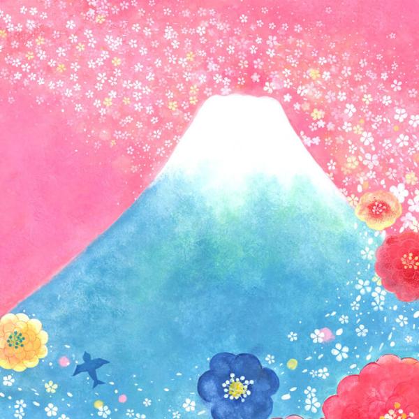 絵画 インテリア 富士山 絵 (歓びの空へ/Mサイズ) 額入り 玄関