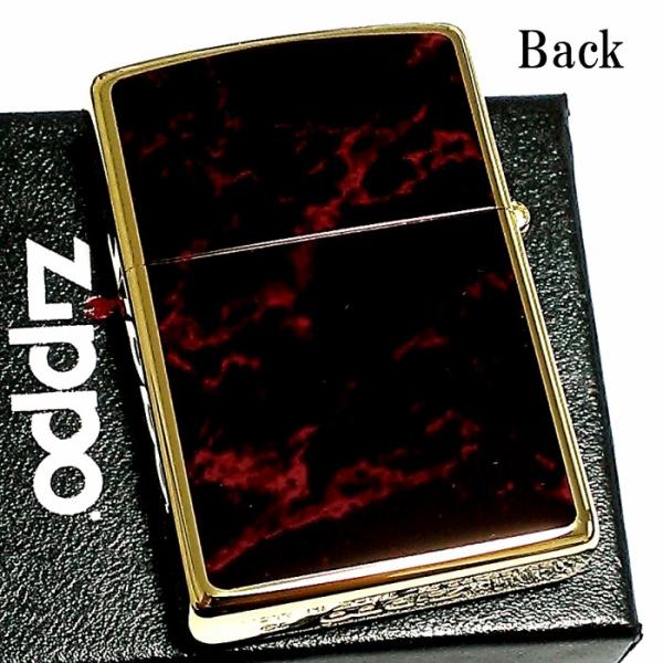 ZIPPO ライター ジッポ ロゴ＆黒大理石 レッド/ブラック 両面加工 彫刻