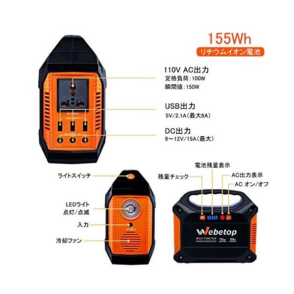 ポータブル電源 Webetop 155Whポータブル電源 家庭用蓄電池大容量