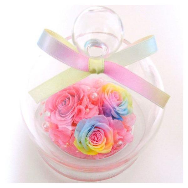 【楽天ランキング1位】 パステルレインボーローズガラスドームプリザーブドフラワー 楽天市場】プリザーブドフラワー レインボー ガラスドーム 1個 花