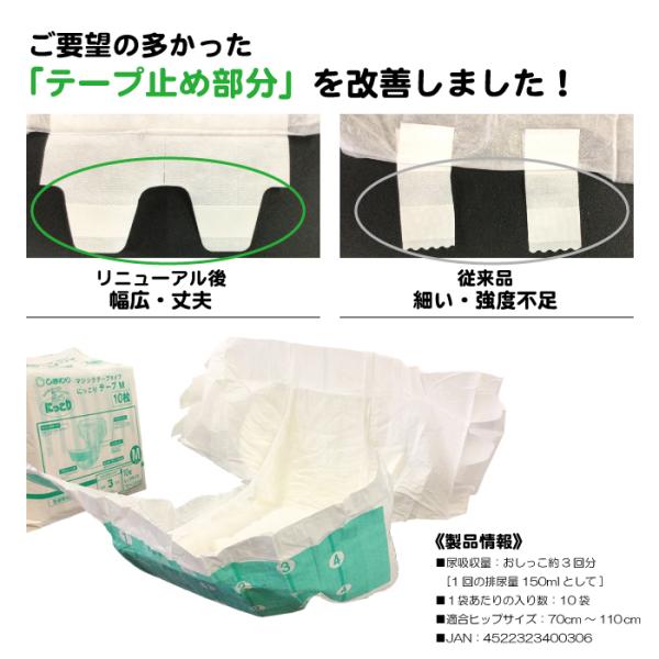 大人用紙おむつ ひまわり にっこりテープ Mサイズ マジックテープ
