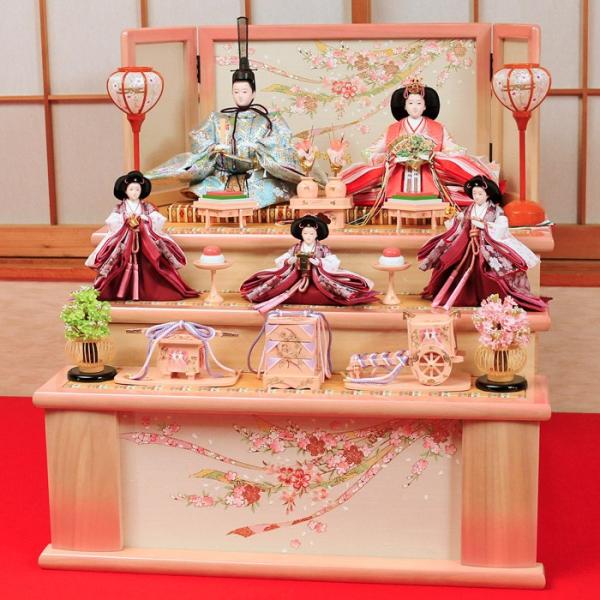 ⭐︎ひな人形　三段飾り⭐︎ 雛人形 三段飾り 収納飾り 「亜加莉雛」 おしゃれ 段飾り ピンク 人気