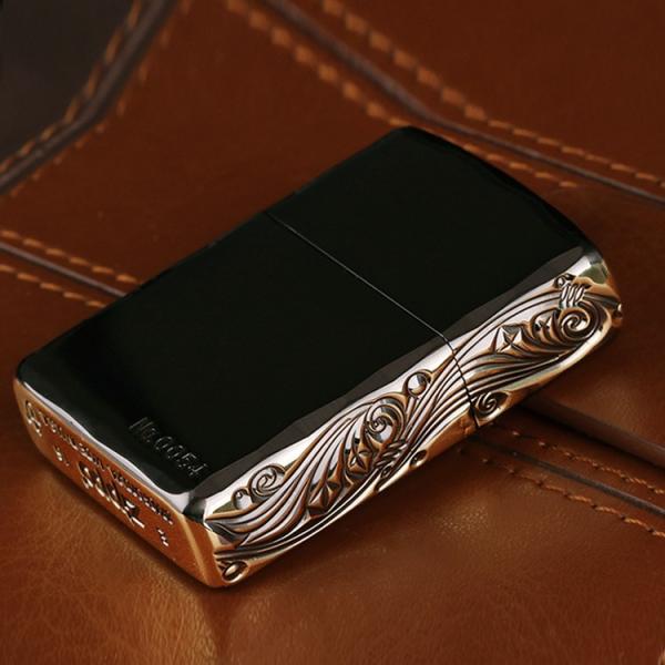 ZIPPO ジッポー ライター オイルライター 黒金贅沢！豪華3面立体彫刻