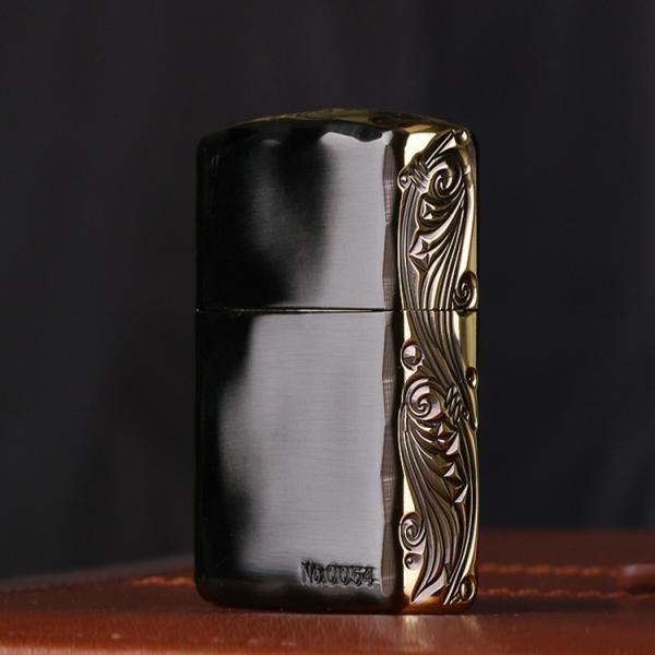 ZIPPO ジッポー ライター オイルライター 黒金贅沢！豪華3面立体彫刻 