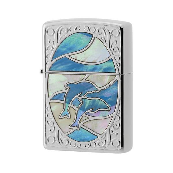 ZIPPO ジッポー ライター オイルライター シェルドルフィン 貝象嵌