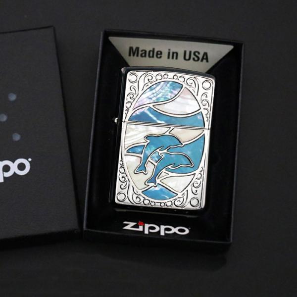 zippo ラッセン 限定品　イルカ　dolphin Zippo ジッポー イルカ ドルフィン シェル 貝 インレイ 象嵌
