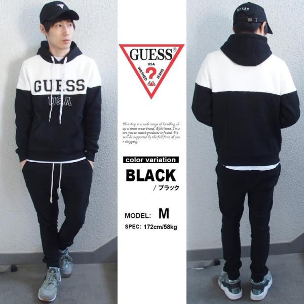 激レア GUESS ゲス パーカー スウェット プルオーバー TWO TONE