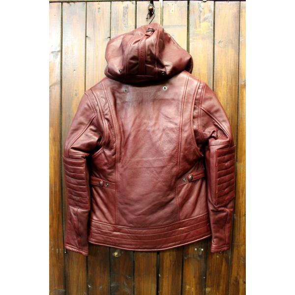 カドヤ(KADOYA) 【KL-HOODED】 レディース レザーパーカー （ワイン 