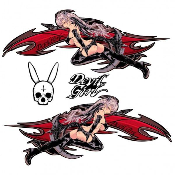 ステッカー 車 バイク デビルちゃんV2.5 サイド Lサイズ HPD-S002