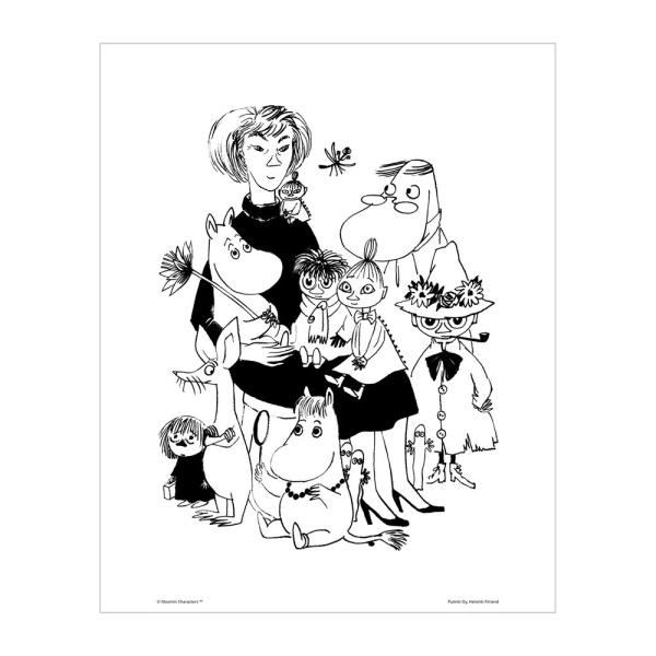 Moomin ムーミン モノクロミニポスター (TOVEファミリーフラワー