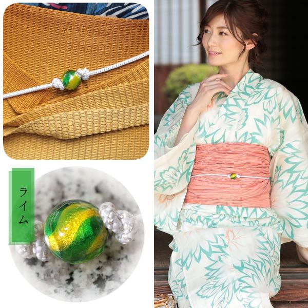写真の帯+お任せとんぼ玉つき白帯じめつき◆高級変わり織り◆桔梗の古典上品浴衣 kimono cafe トンボ玉 飾り紐 浴衣 帯締め 夏 帯飾り ガラス