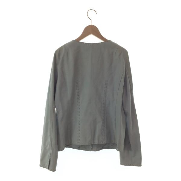 BALMAIN(バルマン) ブルゾン サイズ9 M レディース - 黒 長袖/レザー/ノーカラー/シワ加工/ジップアップ/春/秋 Aletta vita ブルゾン ライトアウター 羽織り ボリューム袖 パフ