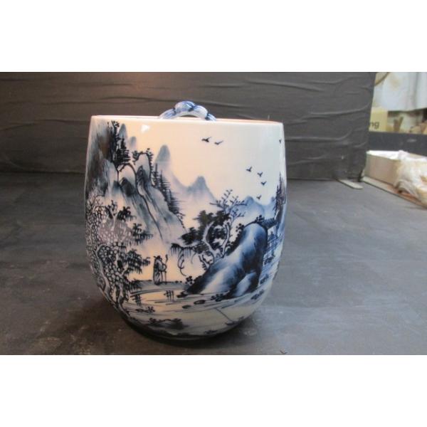 寿峰銘 染付け 水指 茶道具 陶器 染付水指し 茶道 工芸 森羅万象 自然