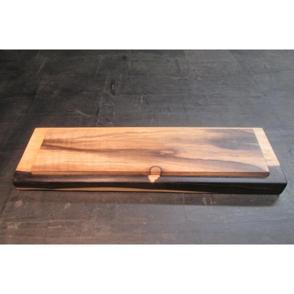 黒柿ちぢみ杢ポリウレタン仕上げ「海に夕日」筆箱木製筆入れ木の筆箱 