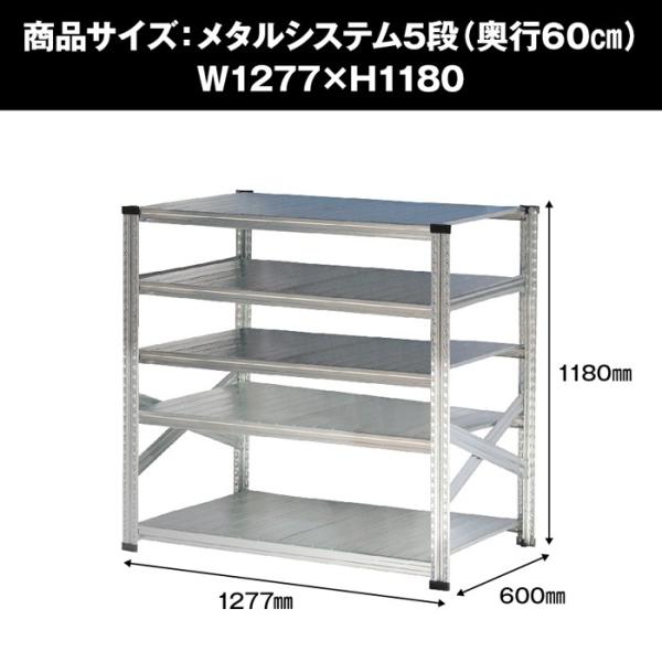 メタルシステム5段（奥行60cm）W1277xH1180【METALSISTEM】【メタル