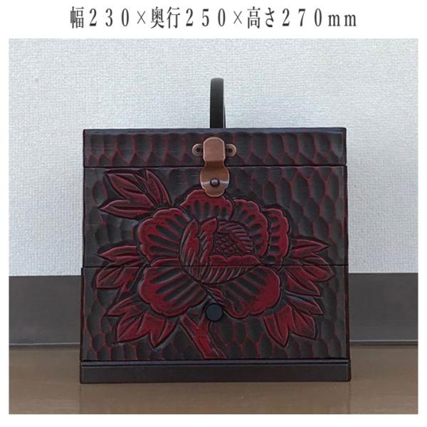 美品】 鎌倉彫り 『富貴花 牡丹彫』メイクボックス・小物入れ 楽天市場