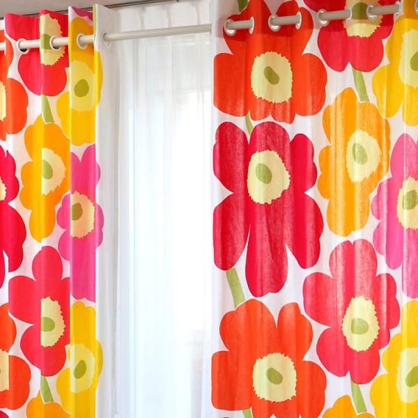 マリメッコ カーテン marimekko ウニッコ UNIKKO 黄色