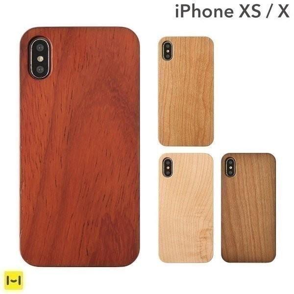 Apple iPhone XS 本体 木目調ケース付き iPhoneX iphonexs ケース 木製 木目 アイフォンX ケース ウッド 木