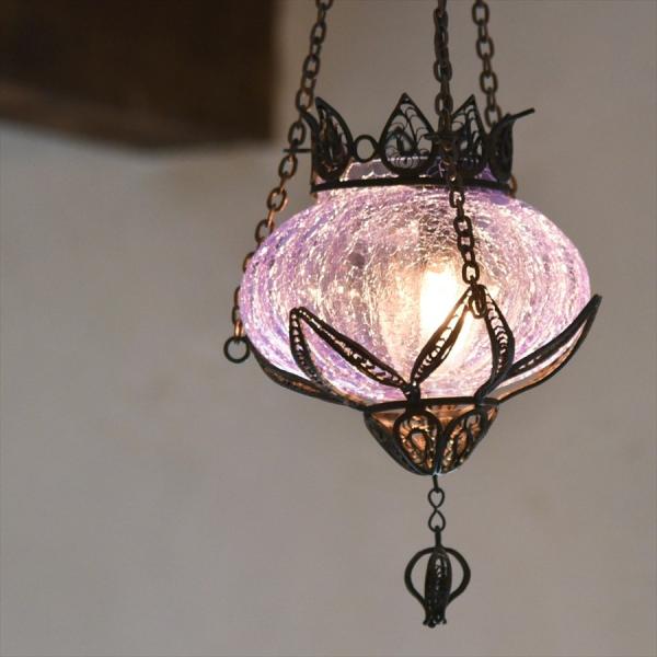 トルコランプテルキャリ細工・クラックガラス・ペンダントライト  