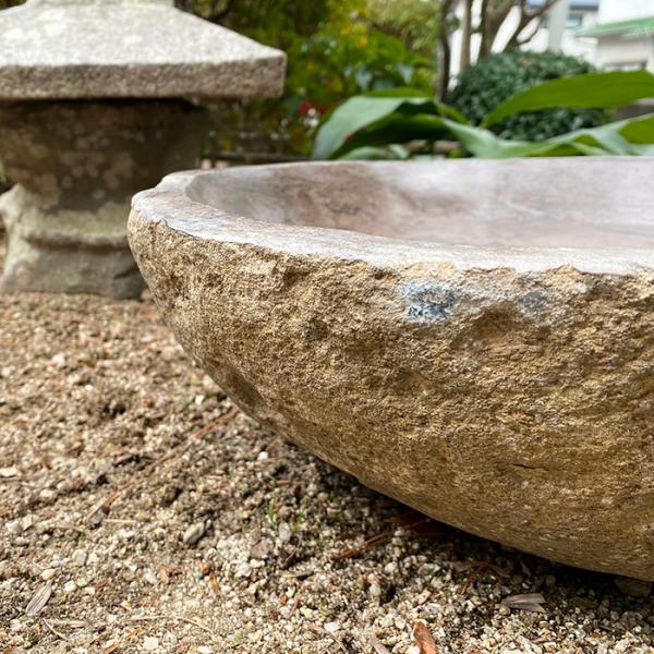 石鉢 水鉢 花器 メダカ鉢 金魚鉢 つくばい 庭石 自然石 - 置物
