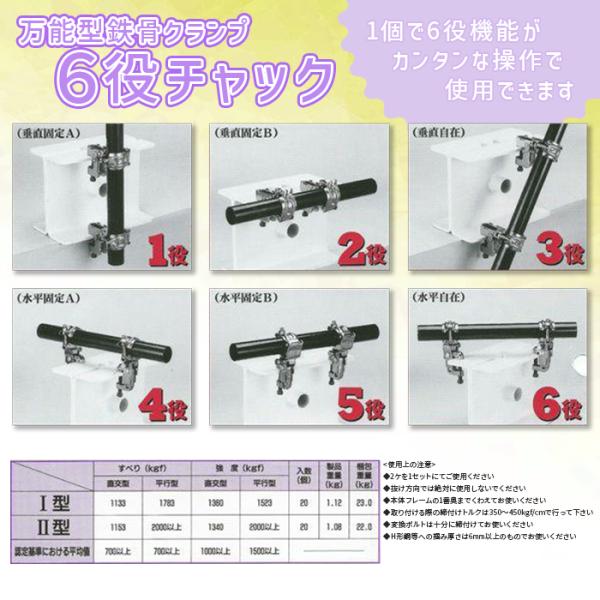 ６役チャック １型 ２０個 4046 本体フレーム鍛造製 万能鉄骨クランプ フランジをキャッチ H鋼 津軽 仮設工業会認定品 /【Buyee】