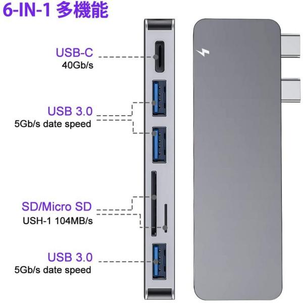 USB Type C ハブ MacBook Pro/Air 最新型 6-IN-1 USB-C ハブ PD充電 ポート USB3.0ポート  SD/Micro SDカードリーダー 直挿しタイプ /【Buyee】 Buyee - Japanese Proxy Service | Buy  from Japan! bot-online