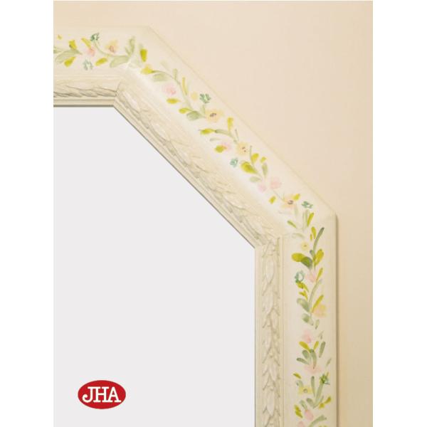 花柄 八角形 手鏡 全身鏡 ウォールミラー アンティーク 花柄八角形