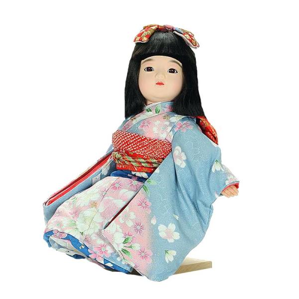 市松人形 抱き人形 おしゃれで可愛いお顔の 童人形 座り台座付き