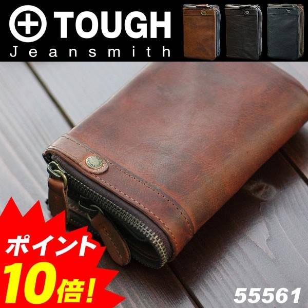 TOUGH JEANS INC. 緩い 三つ折り財布 黒 皮革製品 コンパクト