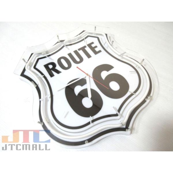 大型 ルート66 ROUTE66 ネオン クロック 時計 インテリア BAR Cafe